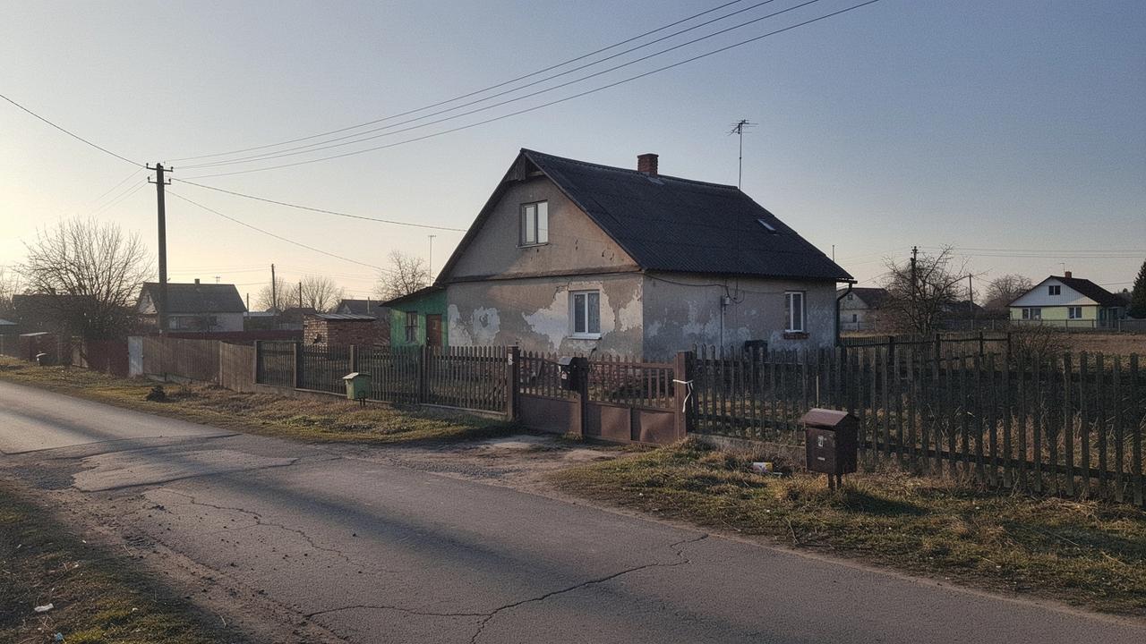 Country house with a fenced plot and a paved access road outside Kyiv